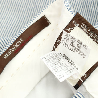 【中古】ベルウィッチ BERWICH sake 2p ストレッチ コットン シアサッカー ストライプ カジュアルスラックスパンツ ブルーxホワイト【サイズ48】【 状態ランクC 】【 メンズ 】