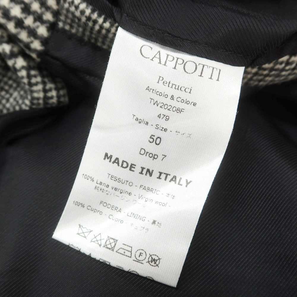 【中古】デペトリロ DE PETRILLO ウール グレンチェック ステンカラーコート ブラックxホワイト【 50 】【 状態ランクB 】【 メンズ 】