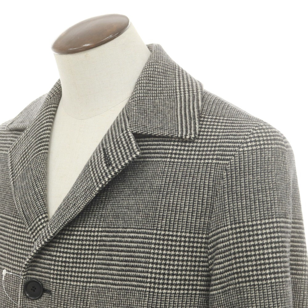 【中古】デペトリロ DE PETRILLO ウール グレンチェック ステンカラーコート ブラックxホワイト【 50 】【 状態ランクB 】【 メンズ 】