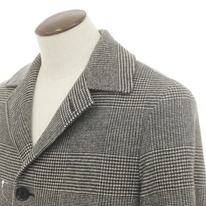 【中古】デペトリロ DE PETRILLO ウール グレンチェック ステンカラーコート ブラックxホワイト【 50 】【 状態ランクB 】【 メンズ 】