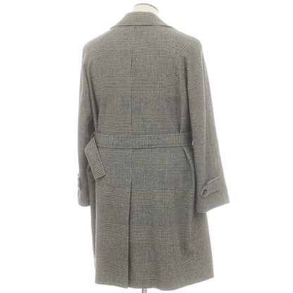 【中古】デペトリロ DE PETRILLO ウール グレンチェック ステンカラーコート ブラックxホワイト【 50 】【 状態ランクB 】【 メンズ 】