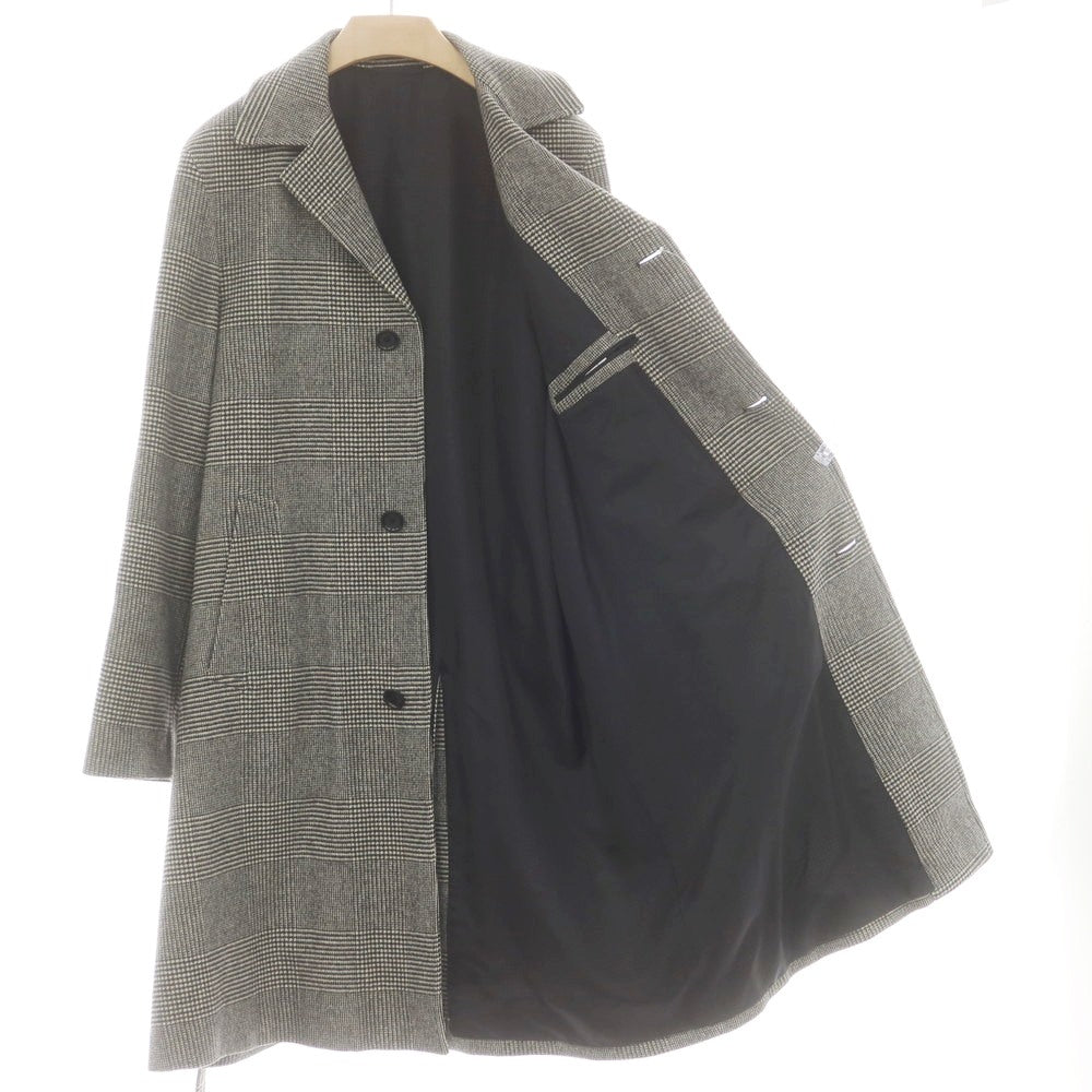 【中古】デペトリロ DE PETRILLO ウール グレンチェック ステンカラーコート ブラックxホワイト【 50 】【 状態ランクB 】【 メンズ 】
