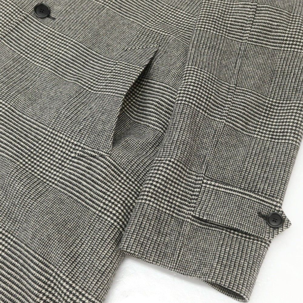 【中古】デペトリロ DE PETRILLO ウール グレンチェック ステンカラーコート ブラックxホワイト【 50 】【 状態ランクB 】【 メンズ 】