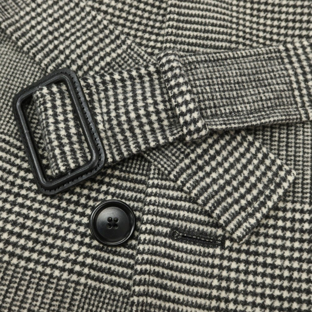 【中古】デペトリロ DE PETRILLO ウール グレンチェック ステンカラーコート ブラックxホワイト【 50 】【 状態ランクB 】【 メンズ 】