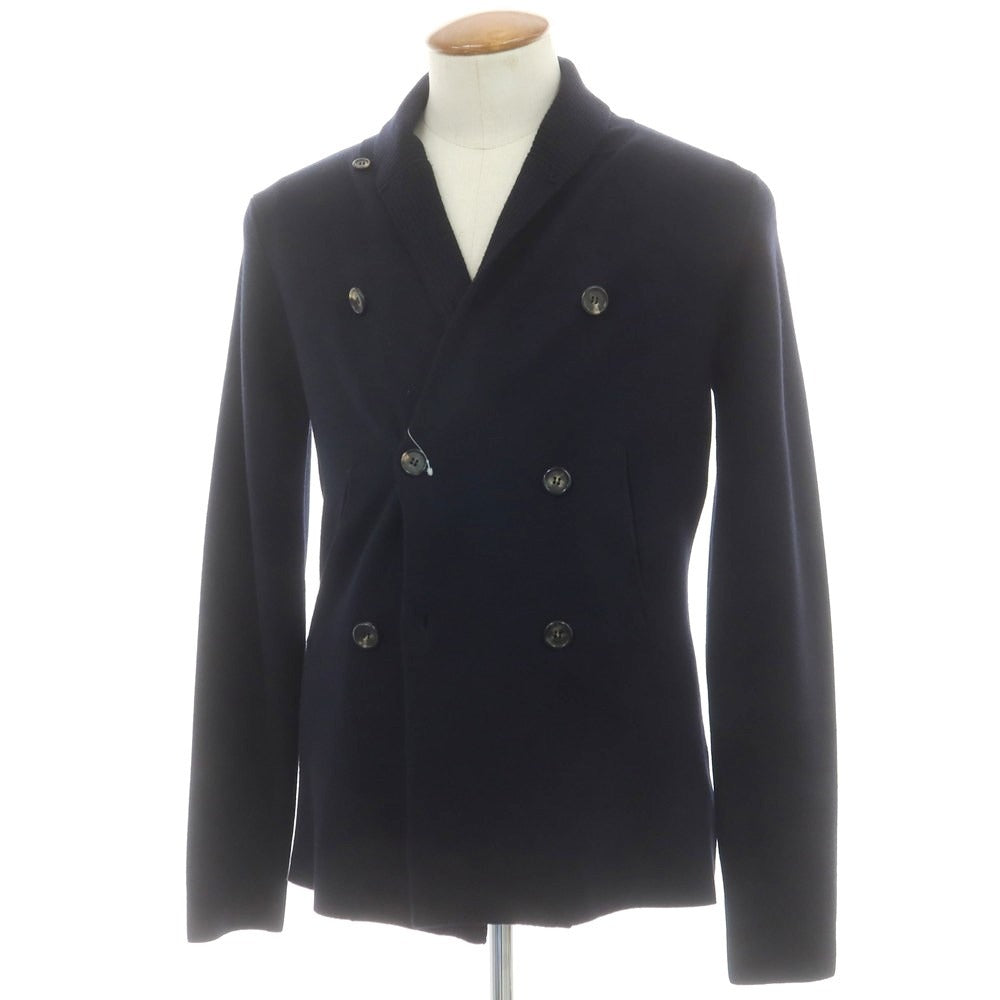 【中古】クルチアーニ CRUCIANI ハイゲージウール ショールカラー ダブル カーディガン ダークネイビー【 48 】【 状態ランクB 】【 メンズ 】