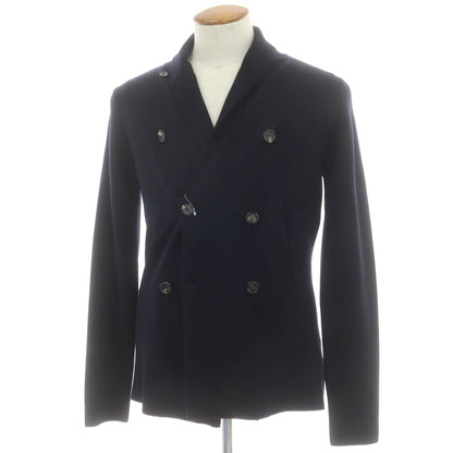 【中古】クルチアーニ CRUCIANI ハイゲージウール ショールカラー ダブル カーディガン ダークネイビー【 48 】【 状態ランクB 】【 メンズ 】