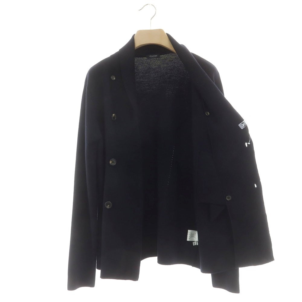 【中古】クルチアーニ CRUCIANI ハイゲージウール ショールカラー ダブル カーディガン ダークネイビー【 48 】【 状態ランクB 】【 メンズ 】