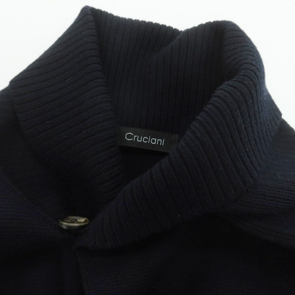 【中古】クルチアーニ CRUCIANI ハイゲージウール ショールカラー ダブル カーディガン ダークネイビー【 48 】【 状態ランクB 】【 メンズ 】