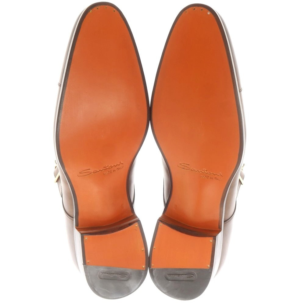 【中古】【未使用】サントーニ Santoni ダブルモンク ドレスシューズ ブラウン【 8 】【 状態ランクS 】【 メンズ 】