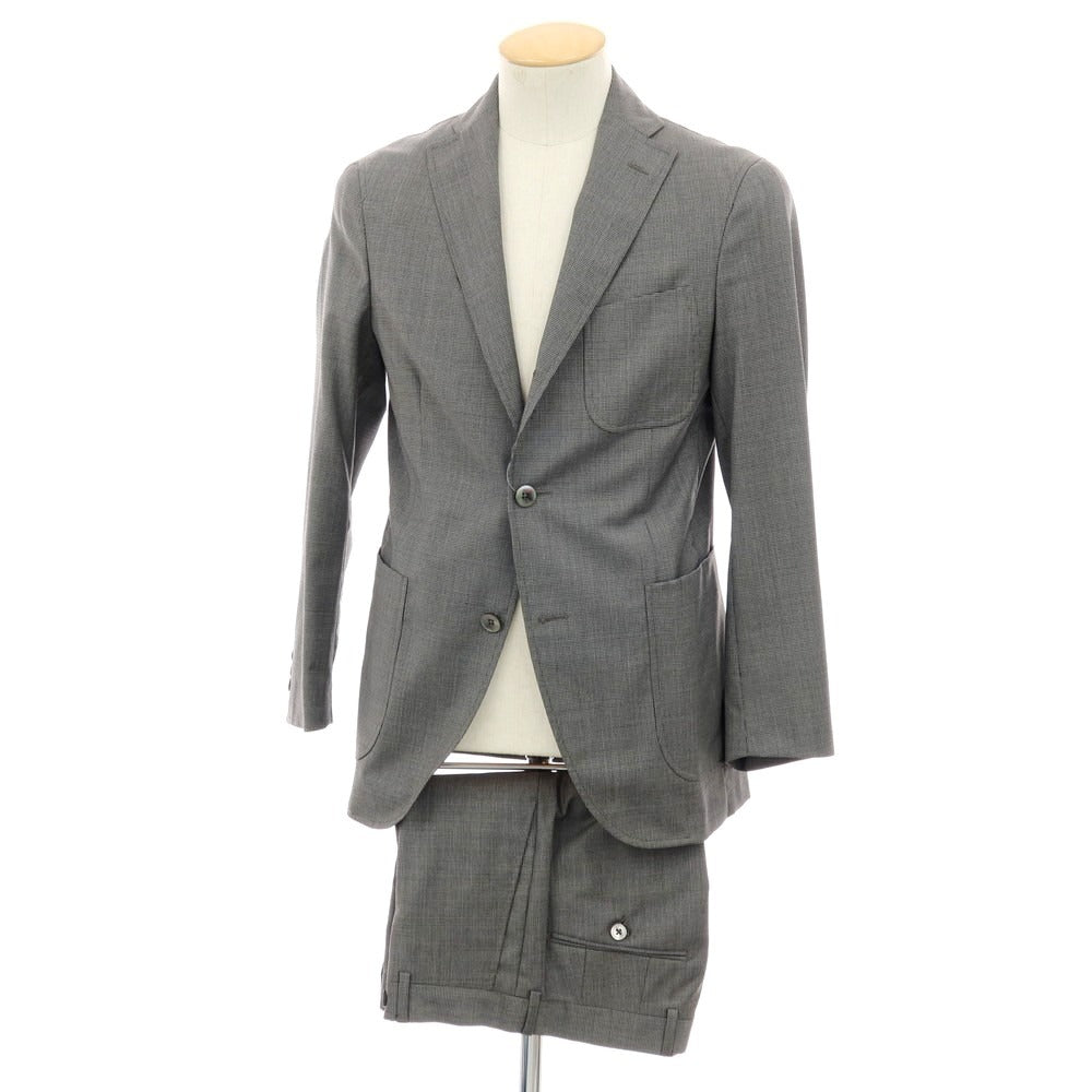【中古】ボリオリ BOGLIOLI DOVER ハウンドトゥース柄 ウール 3つボタンスーツ グレー【サイズ44】【 状態ランクB 】【 メンズ 】