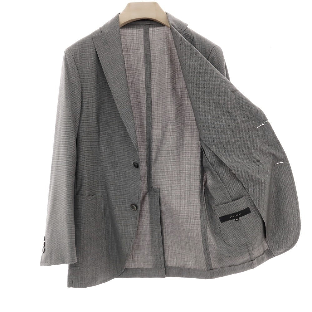 【中古】ボリオリ BOGLIOLI DOVER ハウンドトゥース柄 ウール 3つボタンスーツ グレー【サイズ44】【 状態ランクB 】【 メンズ 】