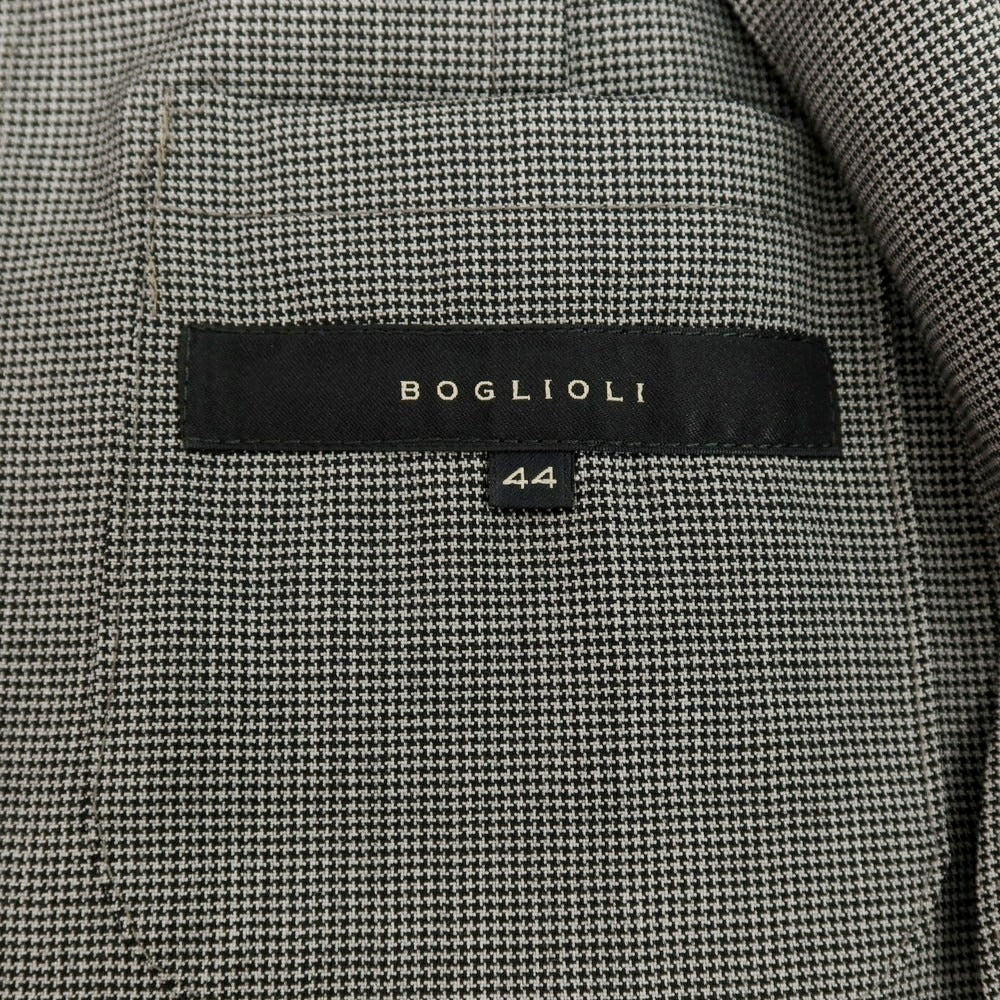 【中古】ボリオリ BOGLIOLI DOVER ハウンドトゥース柄 ウール 3つボタンスーツ グレー【サイズ44】【 状態ランクB 】【 メンズ 】