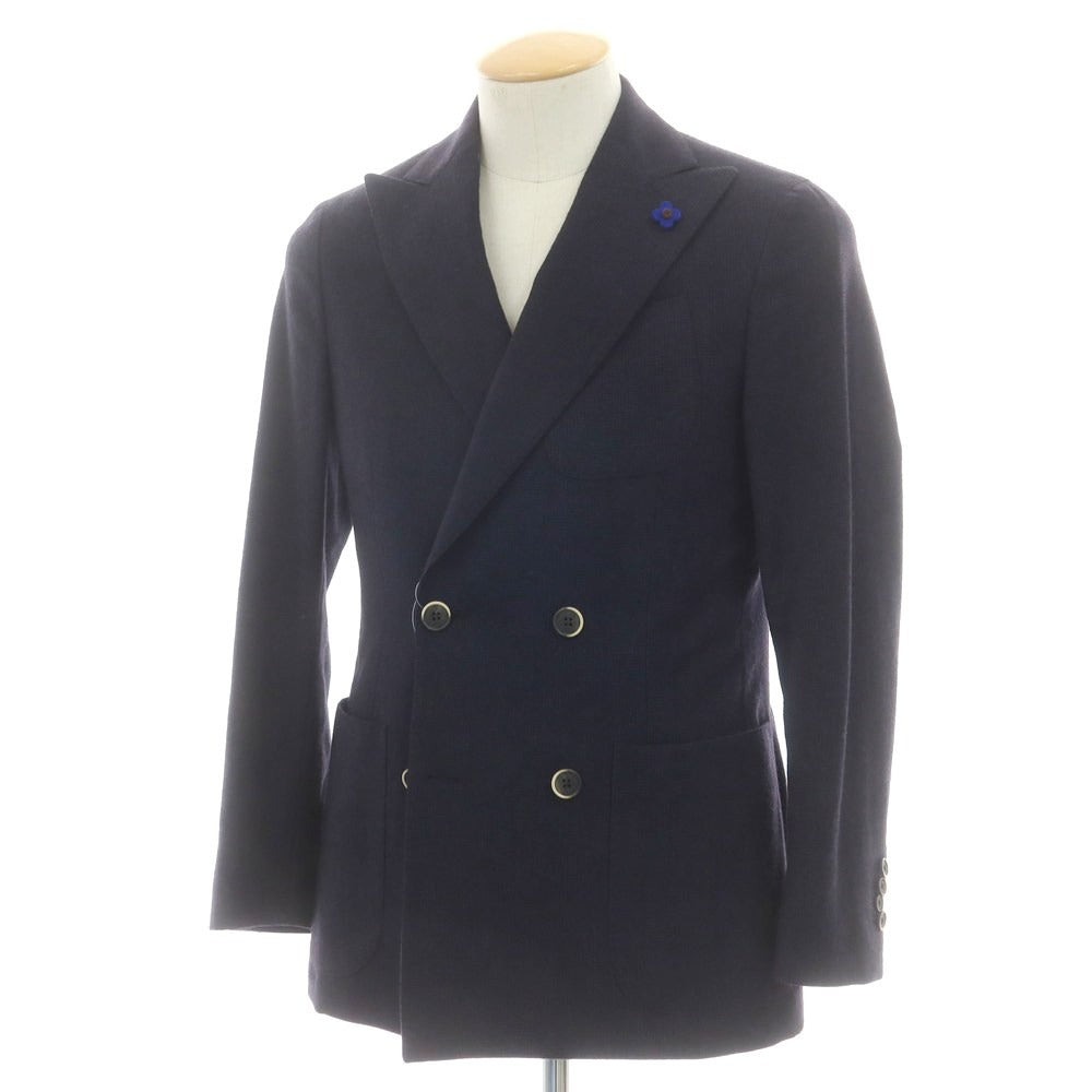 【中古】ラルディーニ LARDINI ウール ダブル テーラードジャケット ネイビー【 サイズ42 】【 状態ランクB 】【 メンズ 】 [CPD]