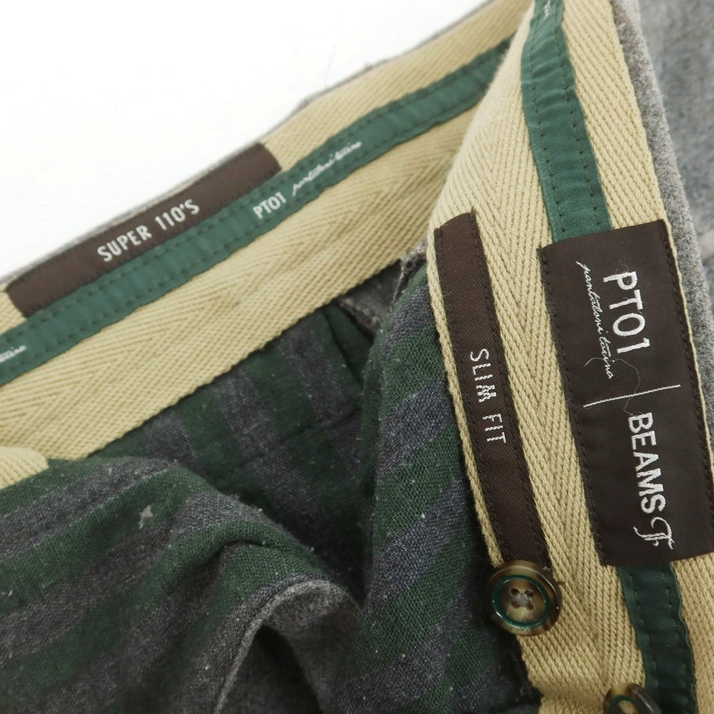 【中古】ピーティーゼロウーノ PT01 BEAMS F別注 SUPER110‘S ウール ドレススラックスパンツ グレー【 46 】【 状態ランクC 】【 メンズ 】