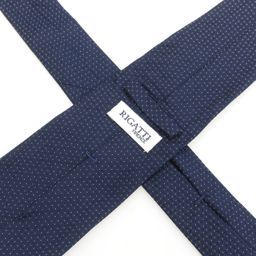 【中古】リガッティ Rigatti シルク セッテピエゲ ドット柄ネクタイ ネイビー【 状態ランクC 】【 メンズ 】