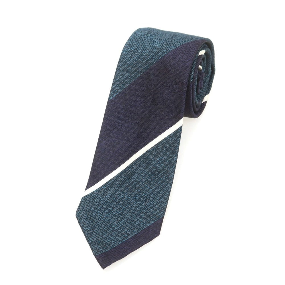 【中古】ニッキー nicky シルク ストライプ柄ネクタイ ネイビーxグレイッシュグリーン【 状態ランクB 】【 メンズ 】