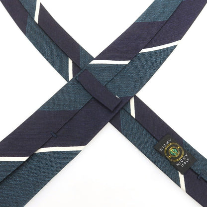 【中古】ニッキー nicky シルク ストライプ柄ネクタイ ネイビーxグレイッシュグリーン【 状態ランクB 】【 メンズ 】