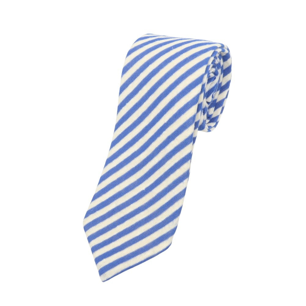 【中古】エーディーチンクワンタセイ AD56 コットンリネン ストライプ柄ネクタイ ブルーxホワイト【 状態ランクB 】【 メンズ 】