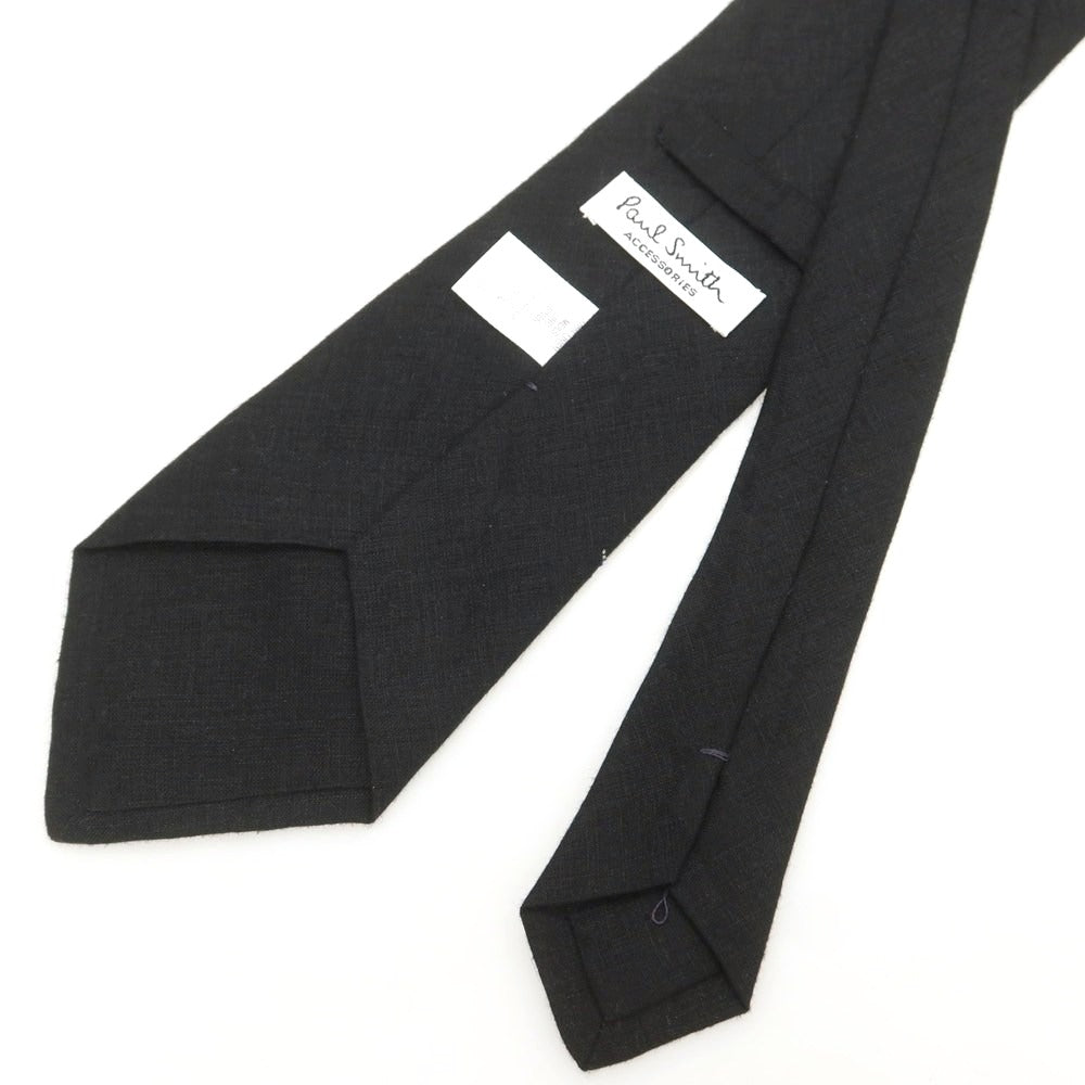 【中古】ポールスミス Paul Smith リネン フラワー装飾ネクタイ ブラック【 状態ランクB 】【 メンズ 】