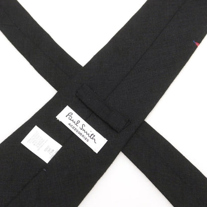 【中古】ポールスミス Paul Smith リネン フラワー装飾ネクタイ ブラック【 状態ランクB 】【 メンズ 】