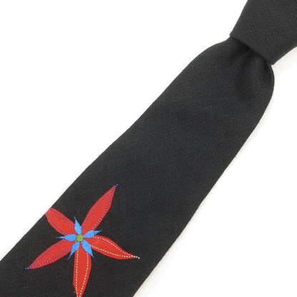 【中古】ポールスミス Paul Smith リネン フラワー装飾ネクタイ ブラック【 状態ランクB 】【 メンズ 】