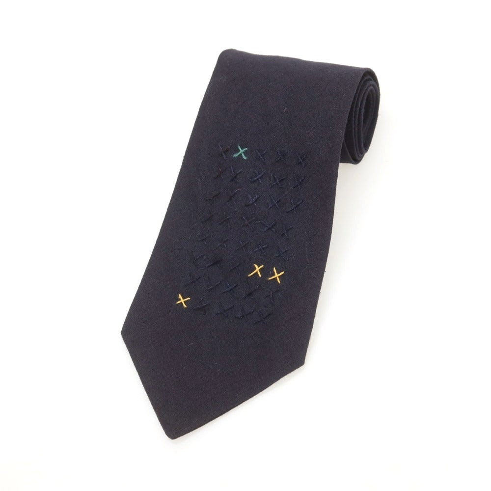 【中古】ポールスミス Paul Smith コットン 刺しゅうネクタイ ネイビー【 状態ランクB 】【 メンズ 】