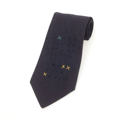 【中古】ポールスミス Paul Smith コットン 刺しゅうネクタイ ネイビー【 状態ランクB 】【 メンズ 】