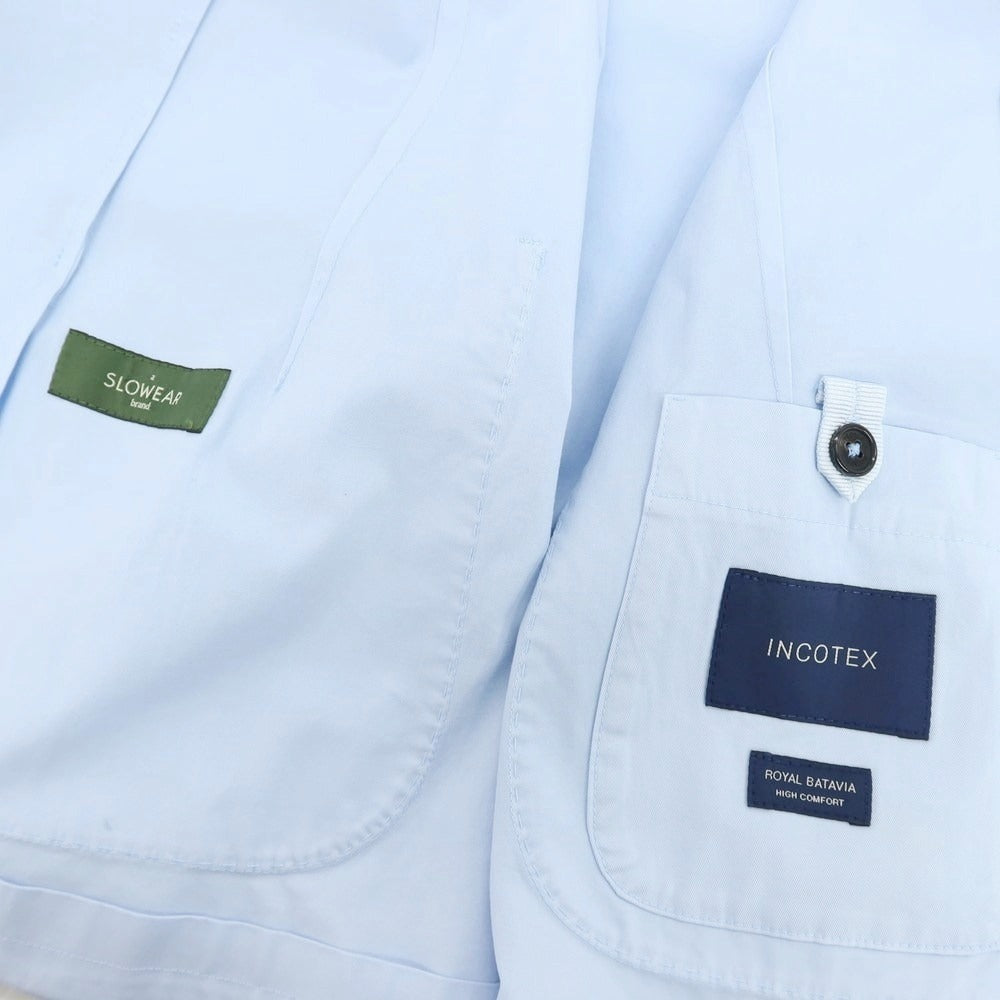 【新品アウトレット】インコテックス スローウェア INCOTEX SLOWEAR ストレッチコットン 2つボタンスーツ ライトブルー【サイズ52】【 状態ランクN- 】【 メンズ 】 [EPD]