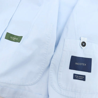 【新品アウトレット】インコテックス スローウェア INCOTEX SLOWEAR ストレッチコットン 2つボタンスーツ ライトブルー【サイズ52】【 状態ランクN- 】【 メンズ 】 [EPD]