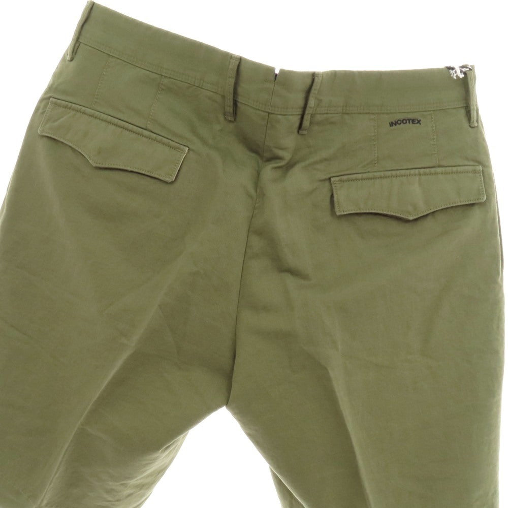 【新品】インコテックス スラックス INCOTEX SLACKS リネンコットン ショートパンツ オリーブ【 35 】【 状態ランクN 】【 メンズ 】[APD]