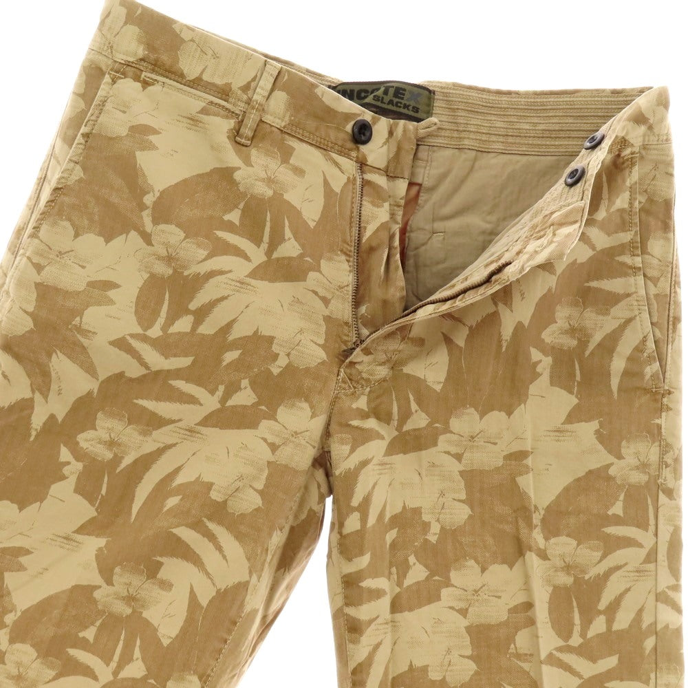 【新品】インコテックス スラックス INCOTEX SLACKS ストレッチ ヘリンボーンコットン ボタニカル柄 ショートパンツ ベージュxカーキブラウン【 31 】【 状態ランクN 】【 メンズ 】