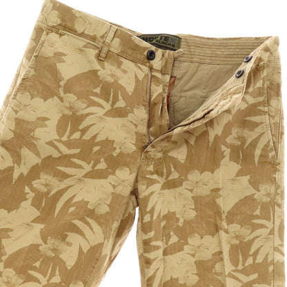 【新品】インコテックス スラックス INCOTEX SLACKS ストレッチ ヘリンボーンコットン ボタニカル柄 ショートパンツ ベージュxカーキブラウン【 31 】【 状態ランクN 】【 メンズ 】