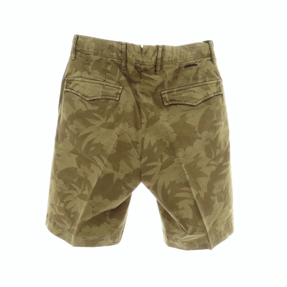 【新品】インコテックス スラックス INCOTEX SLACKS ストレッチ ヘリンボーンコットン ボタニカル柄 ショートパンツ オリーブxカーキブラウン【 30 】【 状態ランクN 】【 メンズ 】