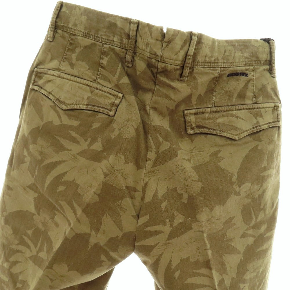【新品】インコテックス スラックス INCOTEX SLACKS ストレッチ ヘリンボーンコットン ボタニカル柄 ショートパンツ オリーブxカーキブラウン【 30 】【 状態ランクN 】【 メンズ 】