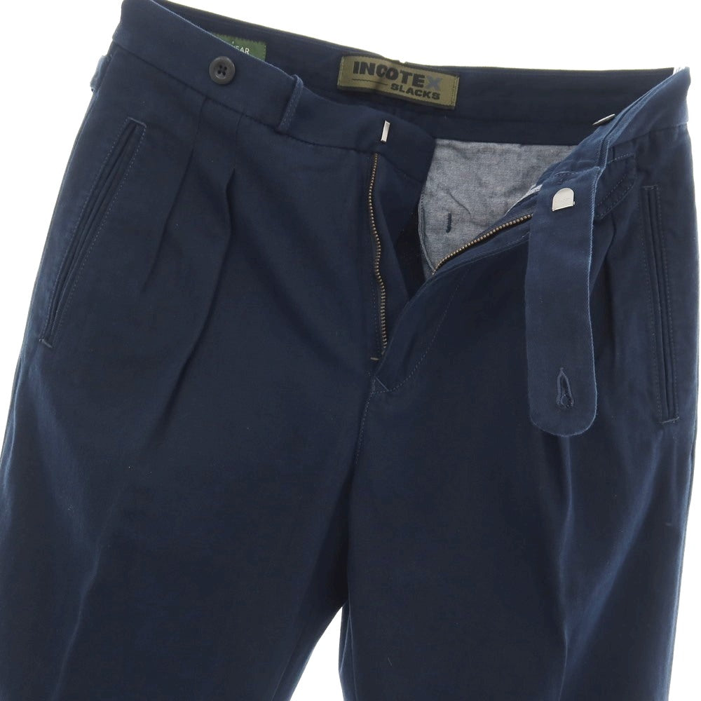 【新品】インコテックス スラックス INCOTEX SLACKS ツイルコットン カジュアルスラックスパンツ ネイビー【サイズ31】【 状態ランクN 】【 メンズ 】