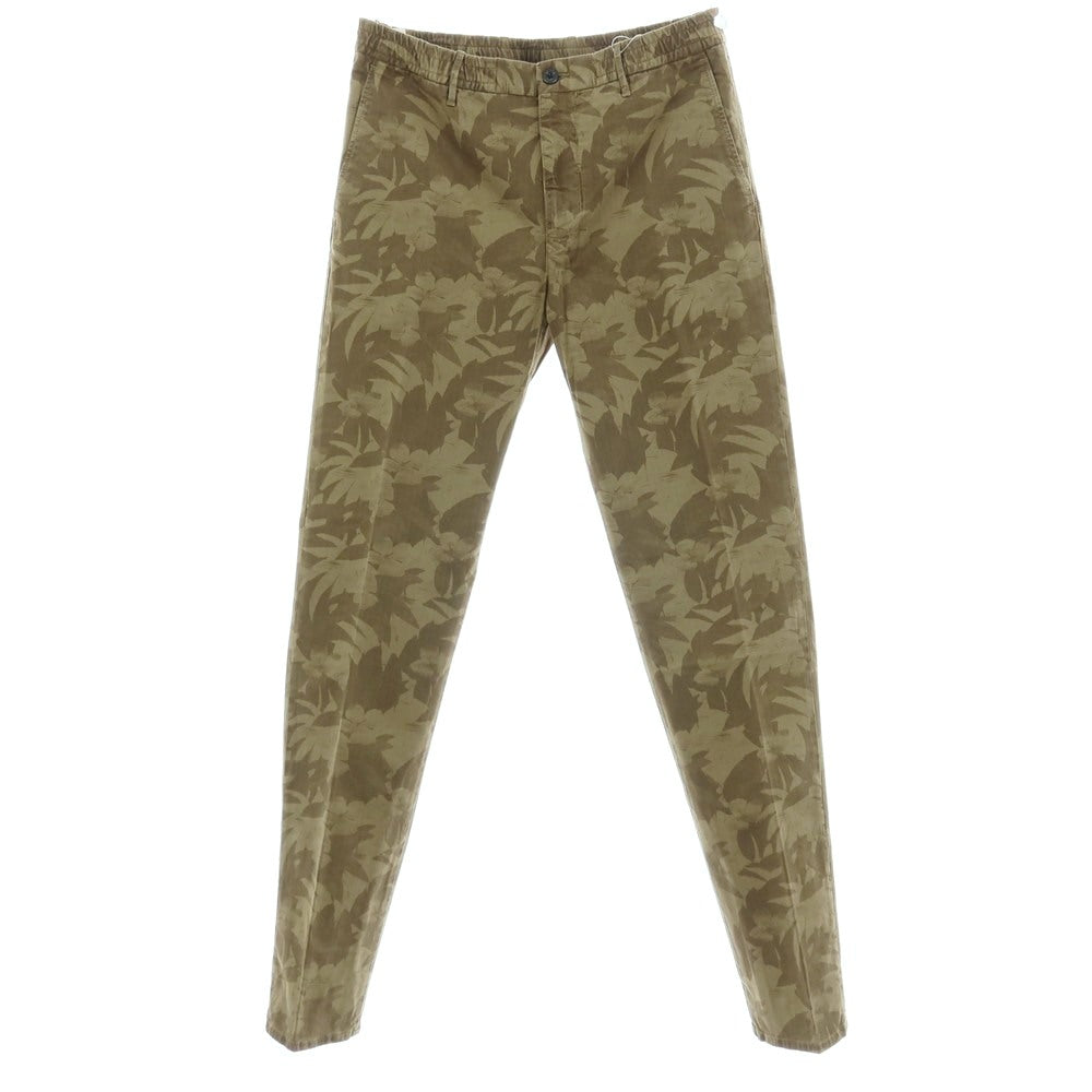 【新品】インコテックス スラックス INCOTEX SLACKS ストレッチ ボタニカル プリント イージーカジュアルスラックスパンツ オリーブグリーン【サイズ34】【 状態ランクN 】【 メンズ 】
