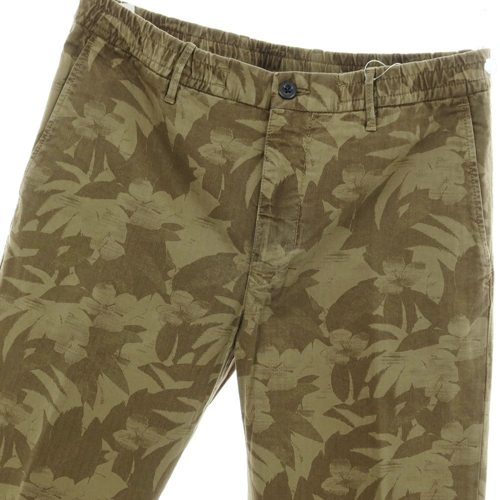 【新品】インコテックス スラックス INCOTEX SLACKS ストレッチ ボタニカル プリント イージーカジュアルスラックスパンツ オリーブグリーン【サイズ34】【 状態ランクN 】【 メンズ 】