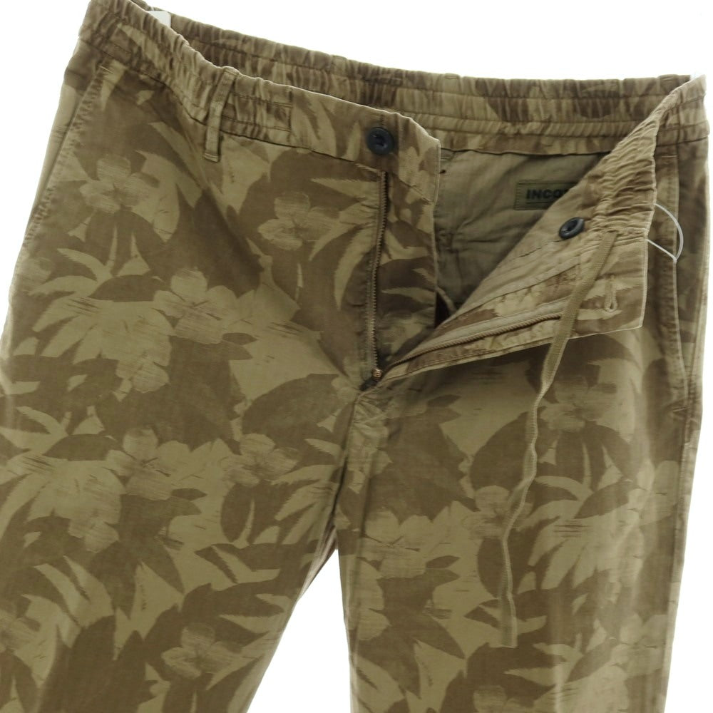 【新品】インコテックス スラックス INCOTEX SLACKS ストレッチ ボタニカル プリント イージーカジュアルスラックスパンツ オリーブグリーン【サイズ34】【 状態ランクN 】【 メンズ 】