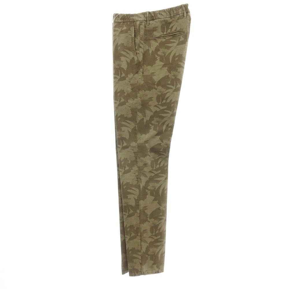 【新品】インコテックス スラックス INCOTEX SLACKS ストレッチ ボタニカル プリント イージーカジュアルスラックスパンツ オリーブグリーン【サイズ34】【 状態ランクN 】【 メンズ 】