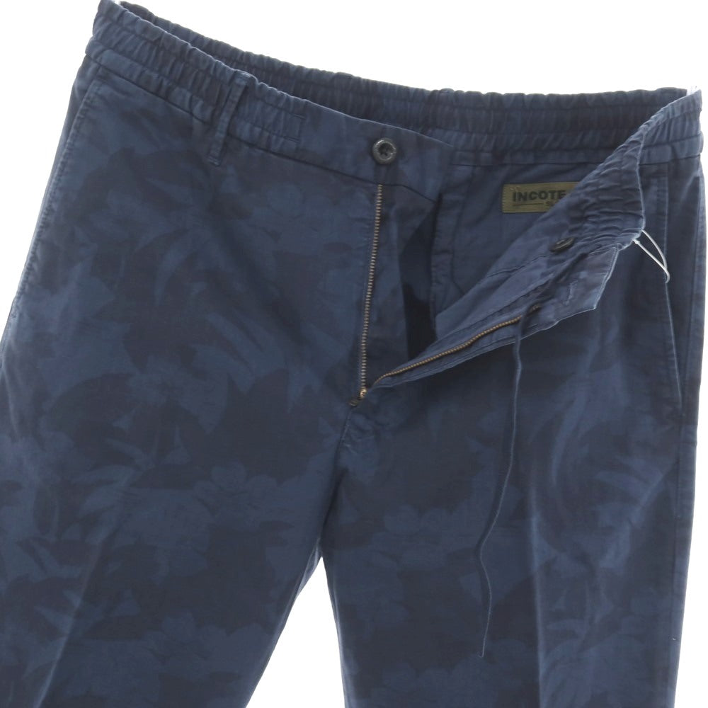 【新品】インコテックス スラックス INCOTEX SLACKS ストレッチ ボタニカル プリント イージーカジュアルスラックスパンツ ネイビー【サイズ34】【 状態ランクN 】【 メンズ 】