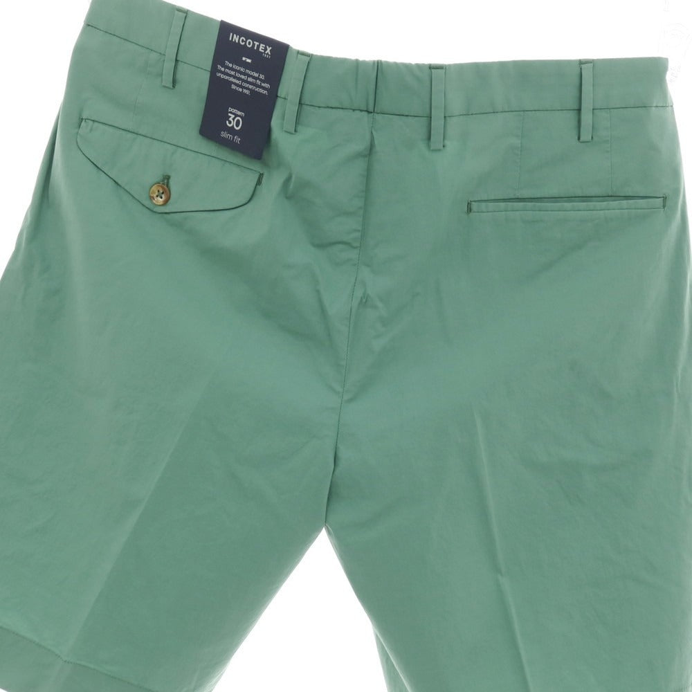 【新品】インコテックス スローウェア INCOTEX SLOWEAR SUMMER POPELINO ストレッチ コットン ショートパンツ セージグリーン【サイズ52】【 状態ランクN 】【 メンズ 】