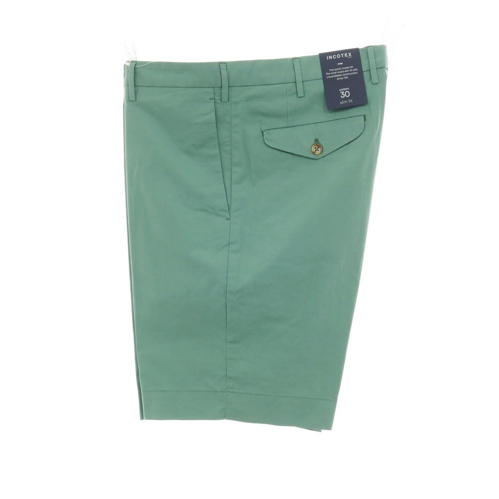 【新品】インコテックス スローウェア INCOTEX SLOWEAR SUMMER POPELINO ストレッチ コットン ショートパンツ セージグリーン【サイズ52】【 状態ランクN 】【 メンズ 】