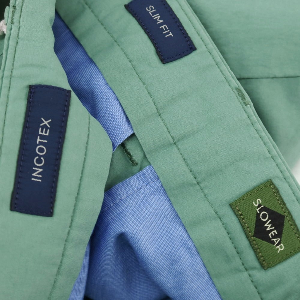 【新品】インコテックス スローウェア INCOTEX SLOWEAR SUMMER POPELINO ストレッチ コットン ショートパンツ セージグリーン【サイズ52】【 状態ランクN 】【 メンズ 】