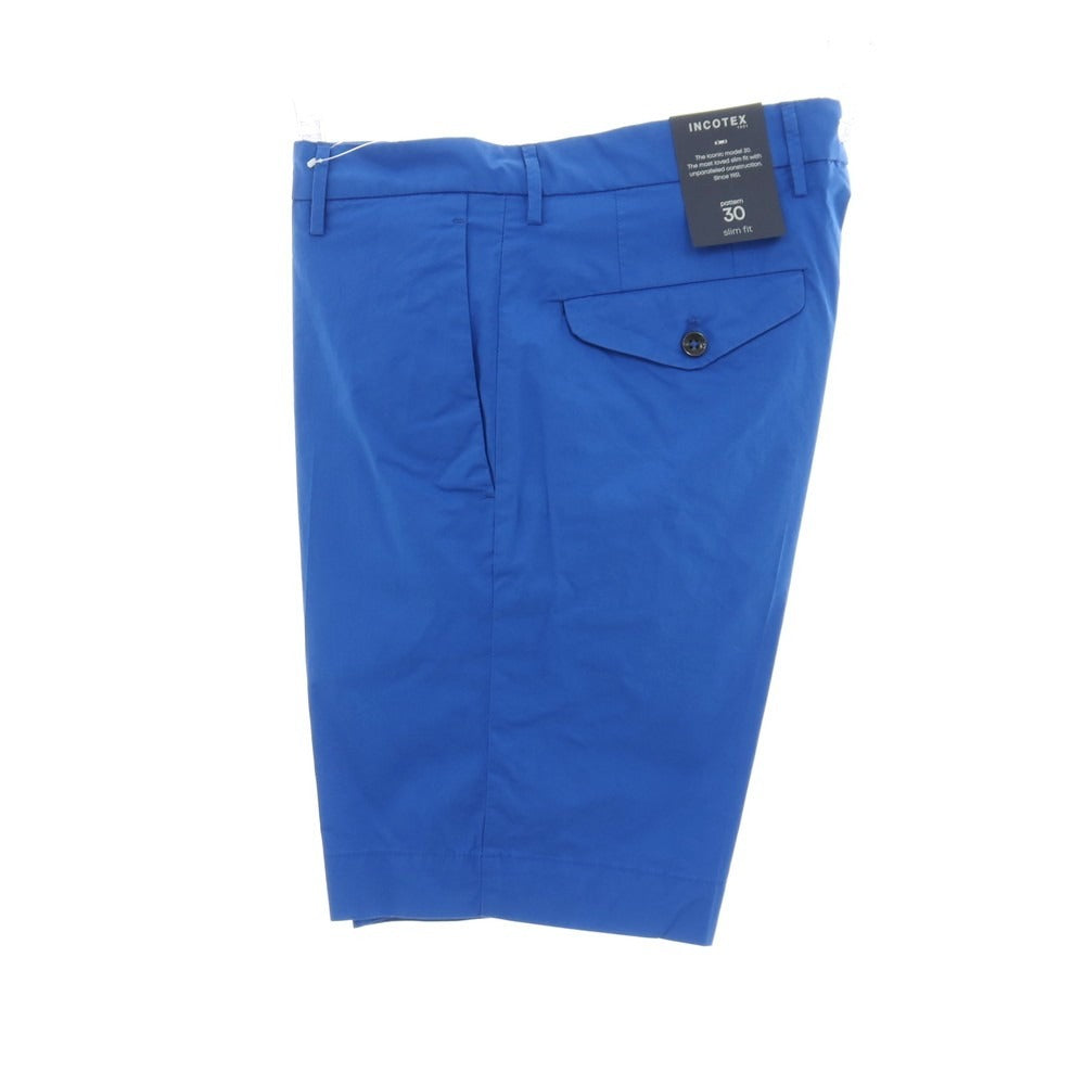 【新品】インコテックス スローウェア INCOTEX SLOWEAR SUMMER POPELINO ストレッチ コットン ショートパンツ ブルー【サイズ48】【 状態ランクN 】【 メンズ 】