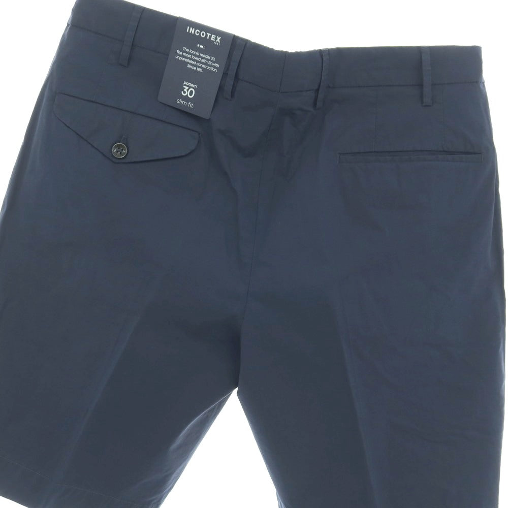 【新品】インコテックス スローウェア INCOTEX SLOWEAR SUMMER POPELINO ストレッチ コットン ショートパンツ ネイビー【サイズ50】【 状態ランクN 】【 メンズ 】