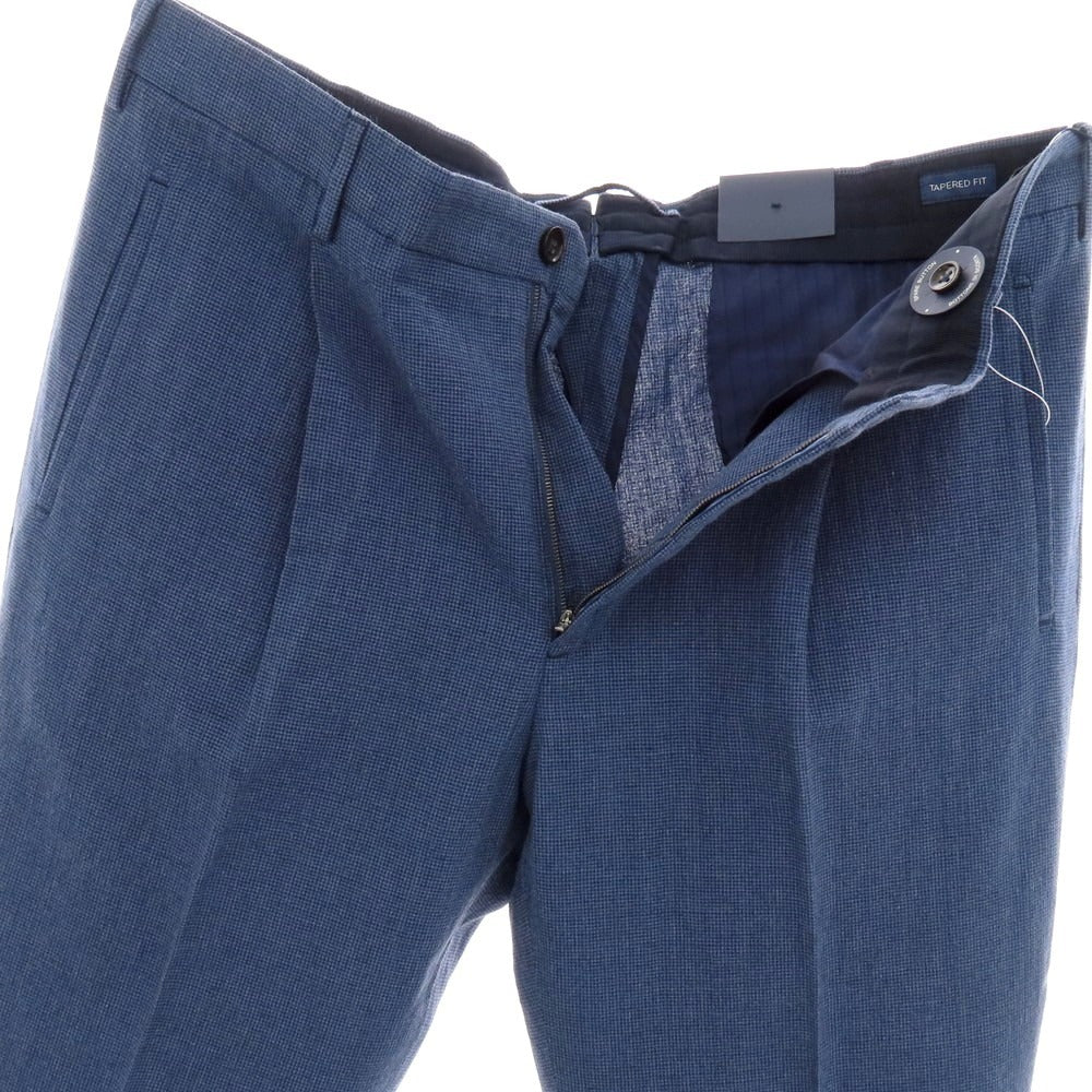 【新品】インコテックス スローウェア INCOTEX SLOWEAR 54型 tapered fit レーヨンコットン カジュアルスラックスパンツ ブルーxダークネイビー【 52L 】【 状態ランクN 】【 メンズ 】