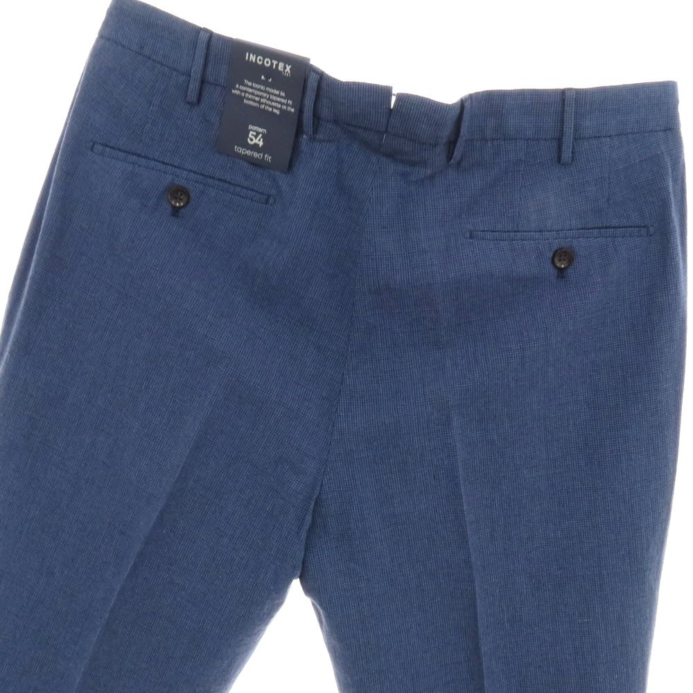 【新品】インコテックス スローウェア INCOTEX SLOWEAR 54型 tapered fit レーヨンコットン カジュアルスラックスパンツ ブルーxダークネイビー【 サイズ52L 】【 状態ランクN 】【 メンズ 】 [DPD]