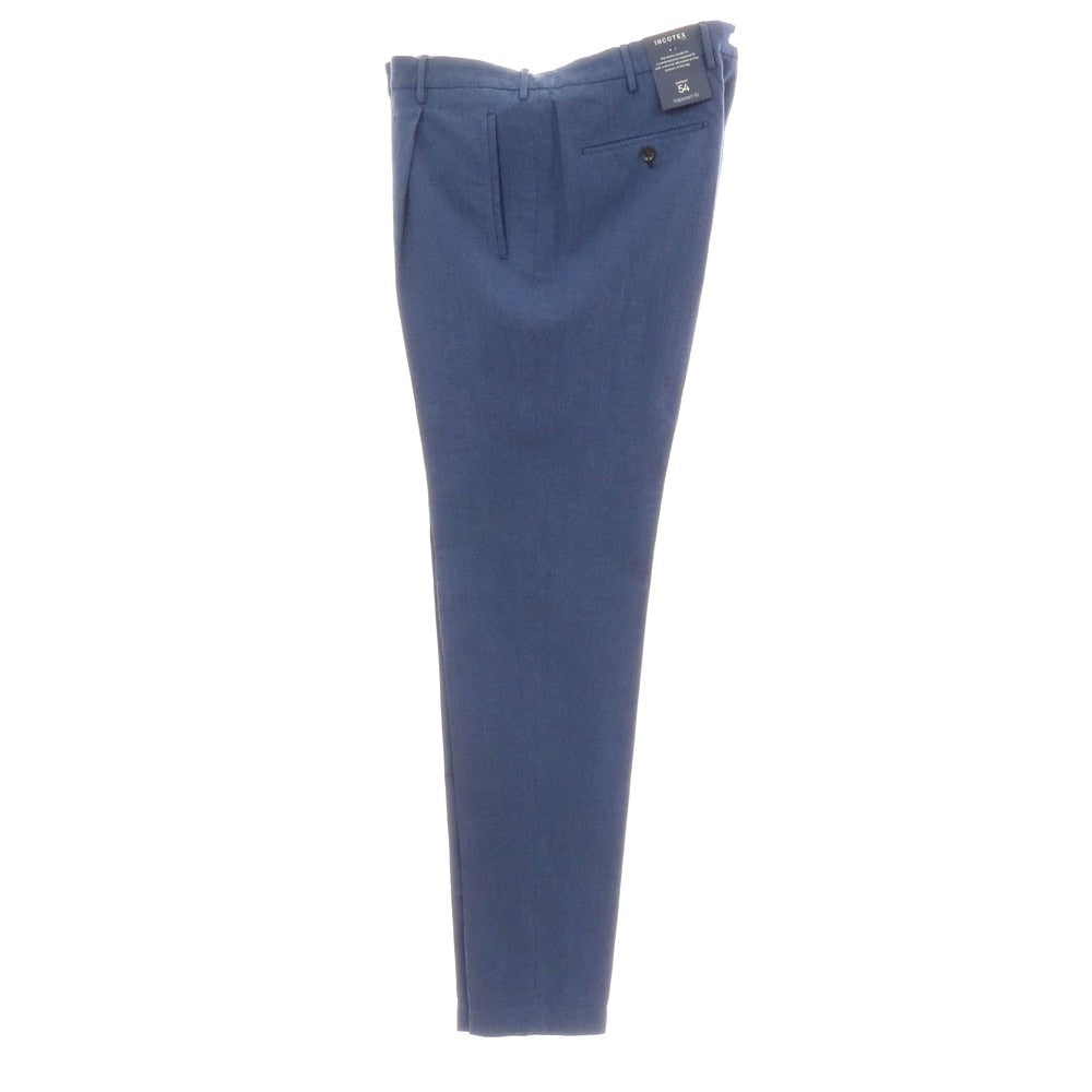 【新品】インコテックス スローウェア INCOTEX SLOWEAR 54型 tapered fit レーヨンコットン カジュアルスラックスパンツ ブルーxダークネイビー【 52L 】【 状態ランクN 】【 メンズ 】
