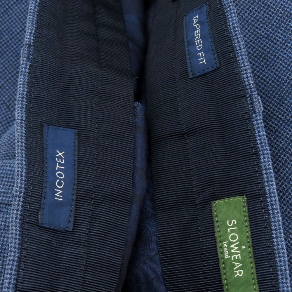 【新品】インコテックス スローウェア INCOTEX SLOWEAR 54型 tapered fit レーヨンコットン カジュアルスラックスパンツ ブルーxダークネイビー【 サイズ52L 】【 状態ランクN 】【 メンズ 】 [DPD]