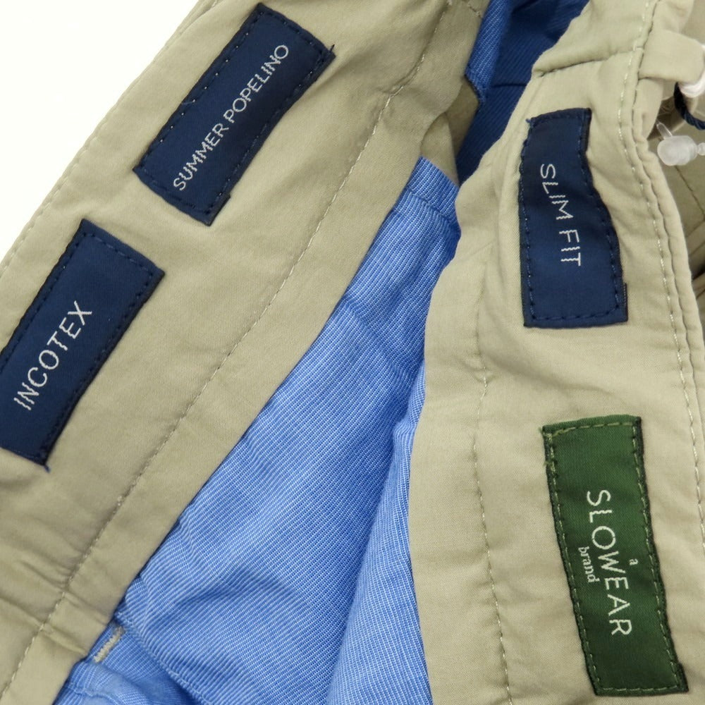 【新品】インコテックス スローウェア INCOTEX SLOWEAR 30型 slim fit ストレッチコットン イージースラックスパンツ ベージュ【 44 】【 状態ランクN 】【 メンズ 】